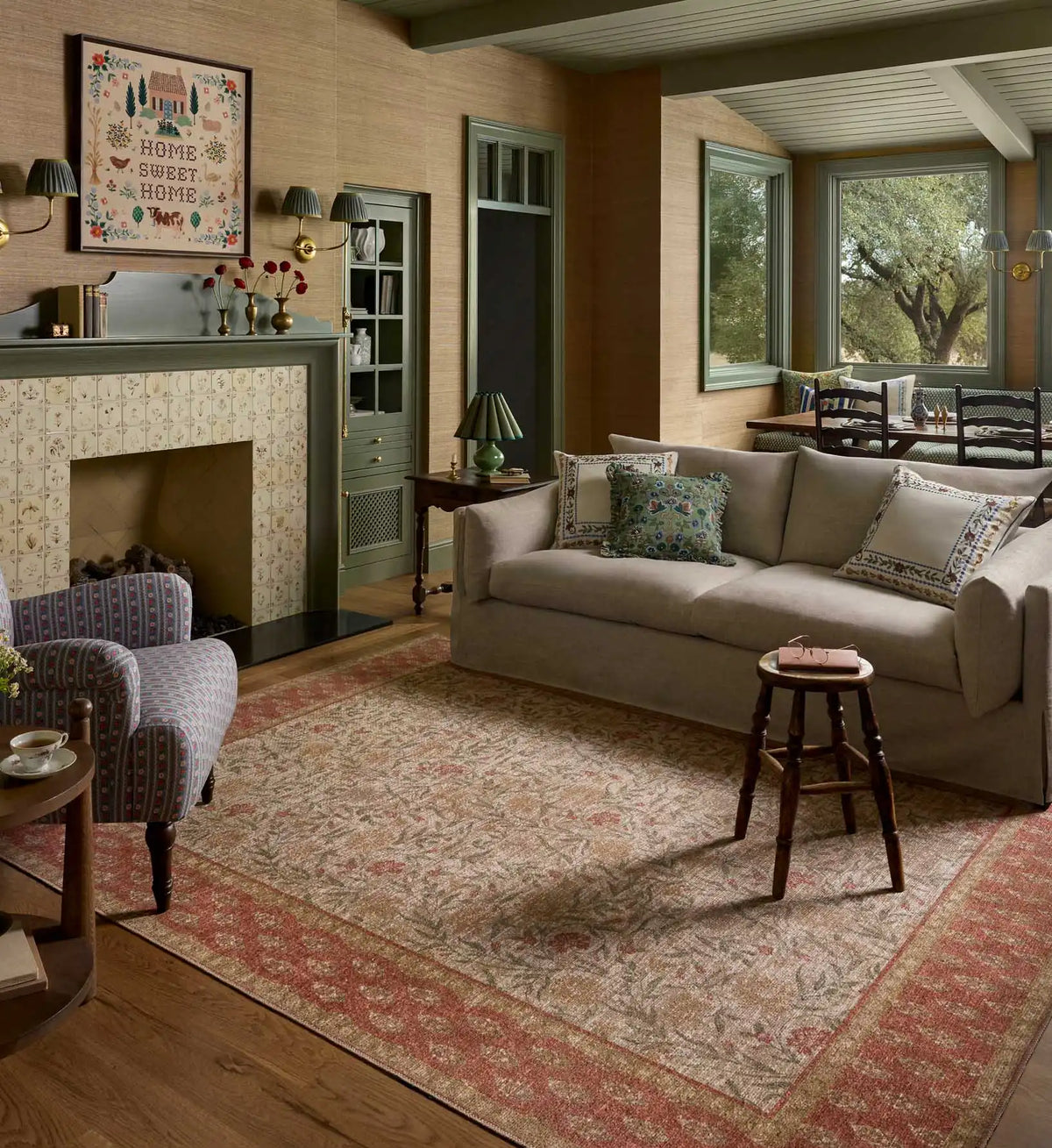 Edinburgh Aster Power Loomed Rug - Ivory & Spice