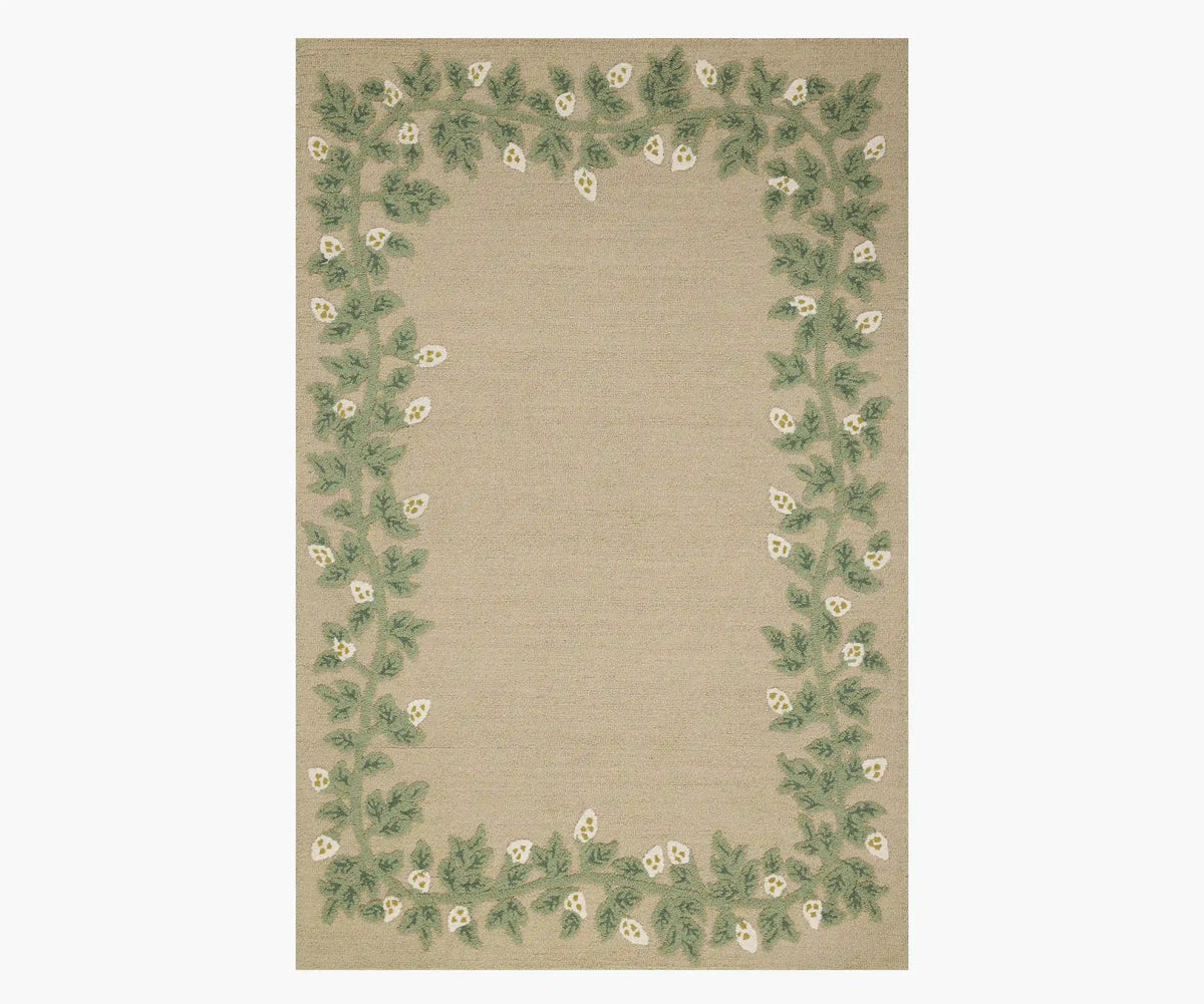 Highgrove Climbing Vines Wool Hooked Rug - Cream