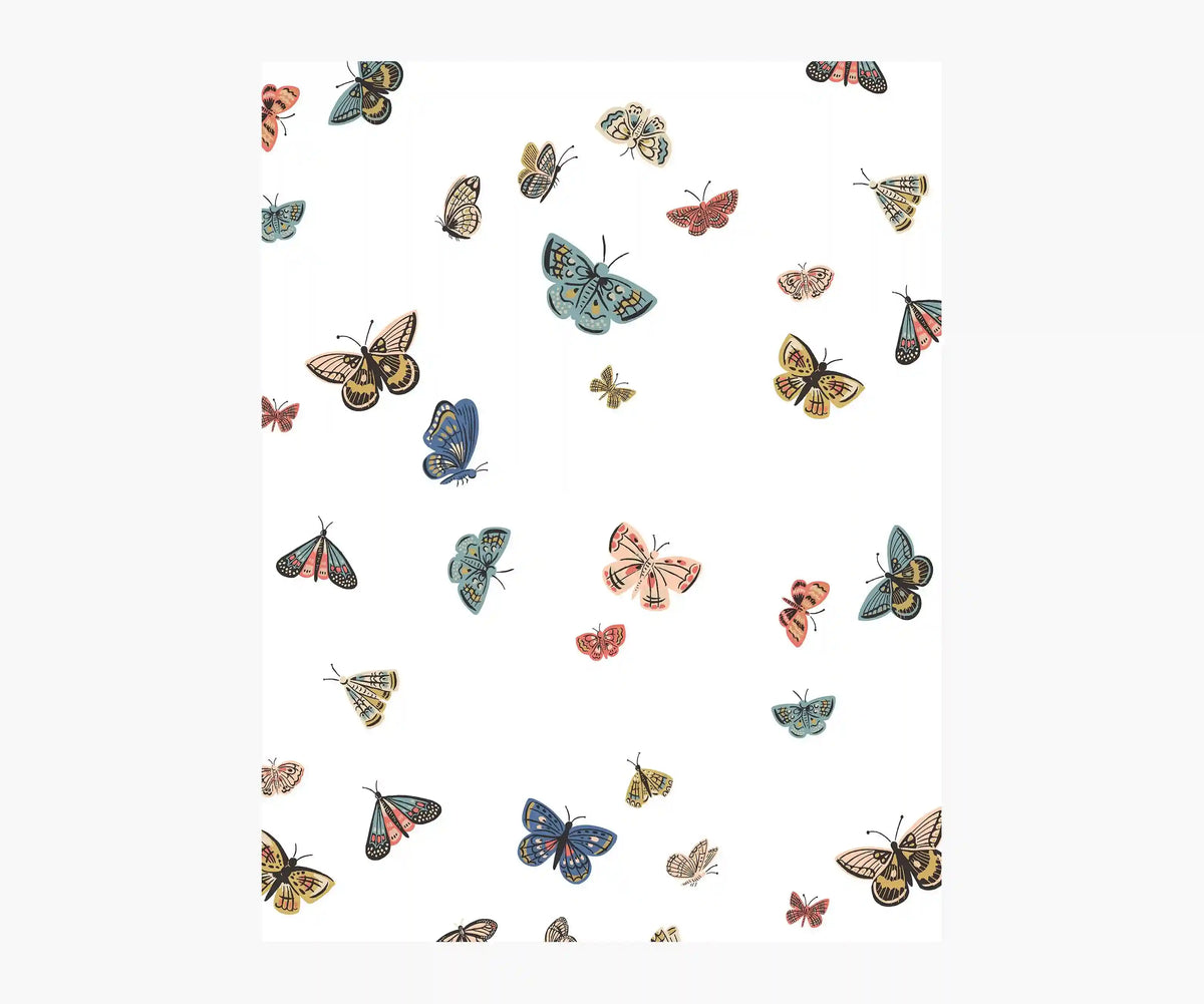 Butterfly House Wallpaper Sample - White