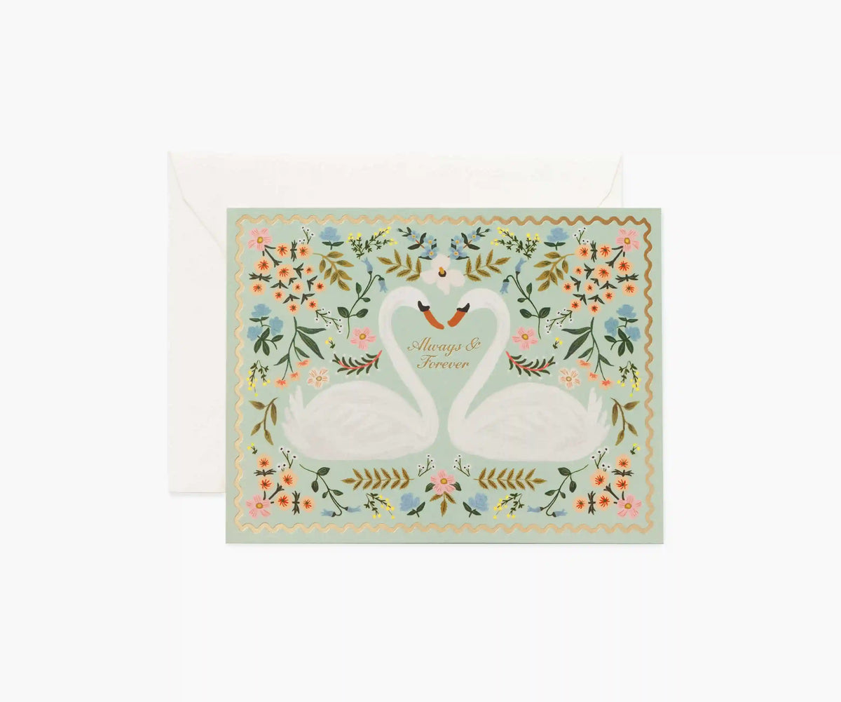 Always & Forever Swans Wedding Card - Single Card