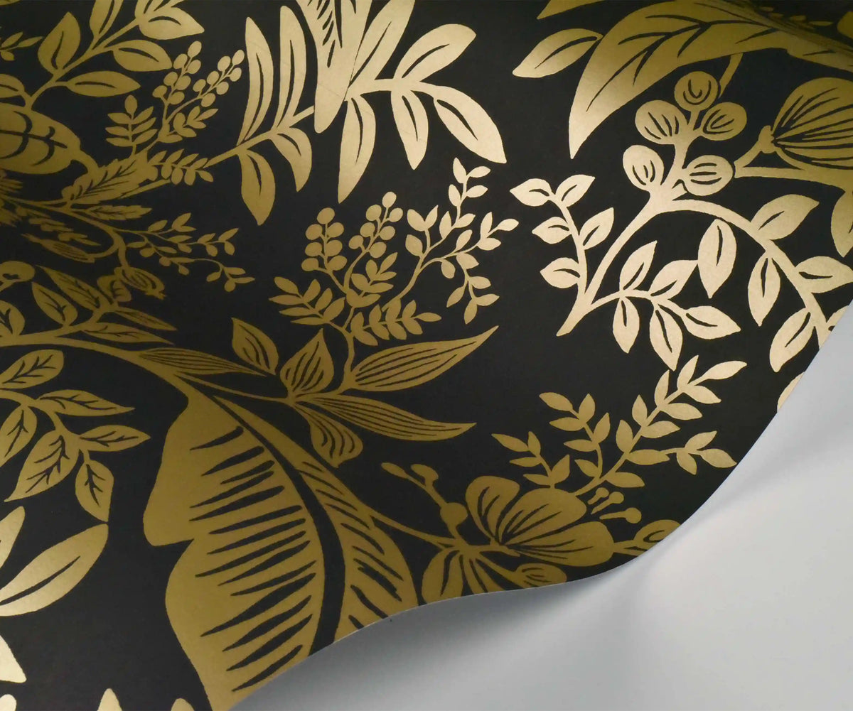 Canopy Wallpaper Sample - Metallic Gold & Black