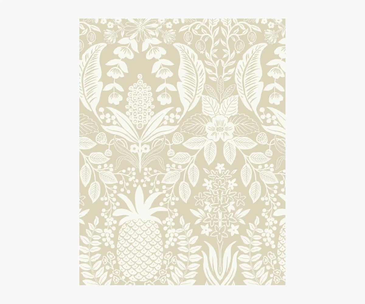 Pineapple Damask Wallpaper Sample - Linen
