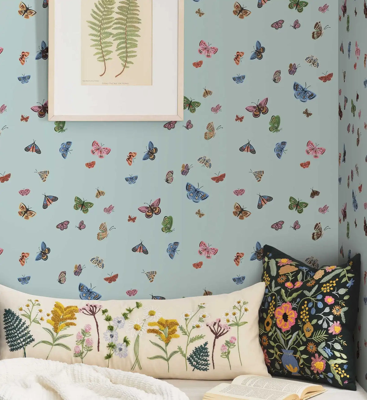 Butterfly House Wallpaper - Light Blue