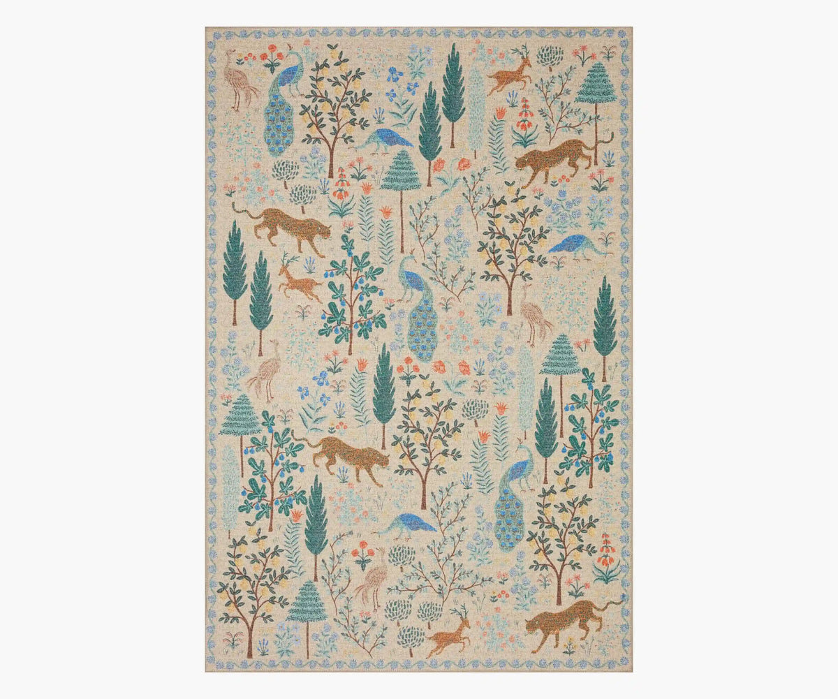 Menagerie Forest Printed Rug - Cream