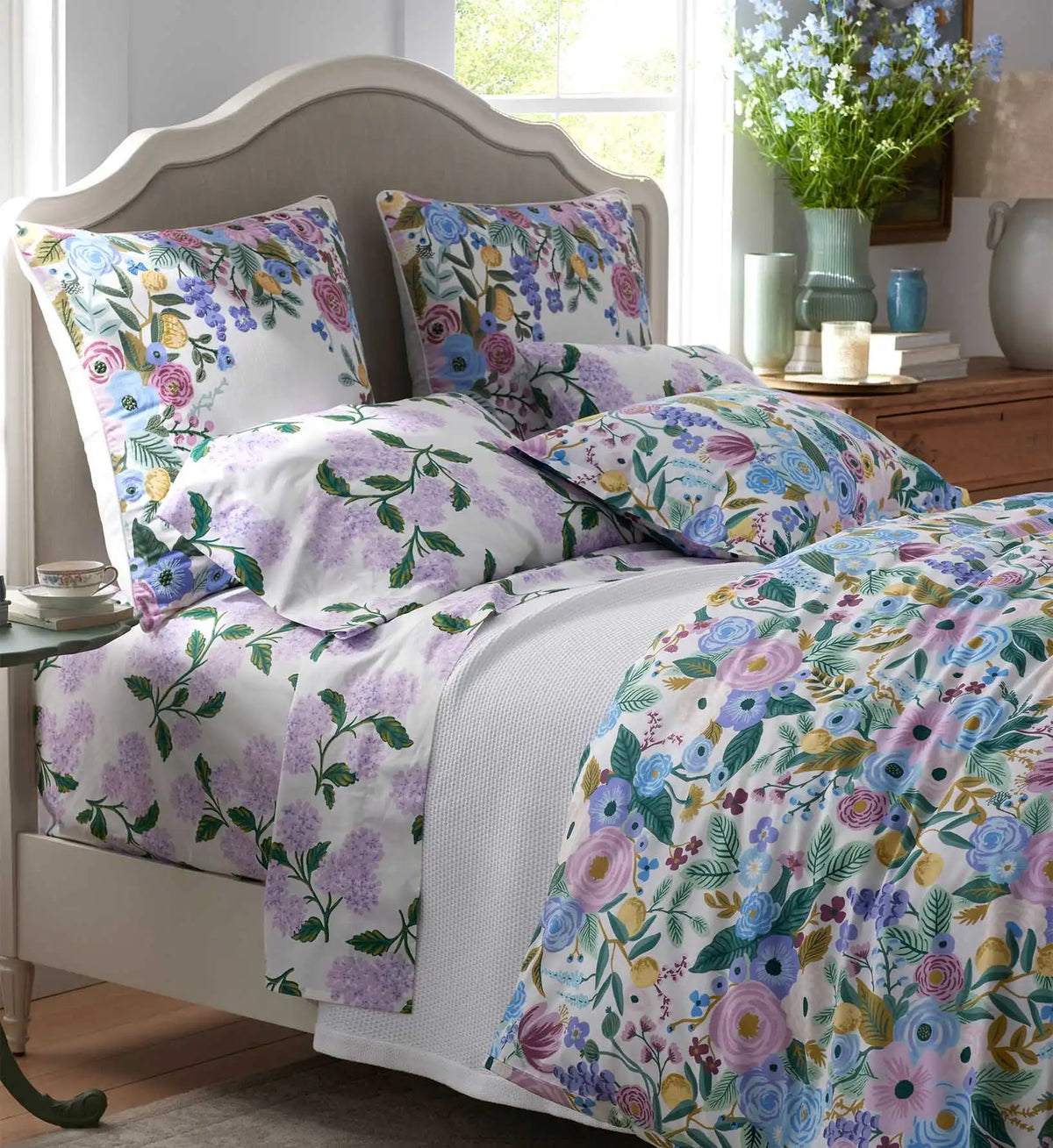 Percale Fitted Sheet - Hydrangea Lilac