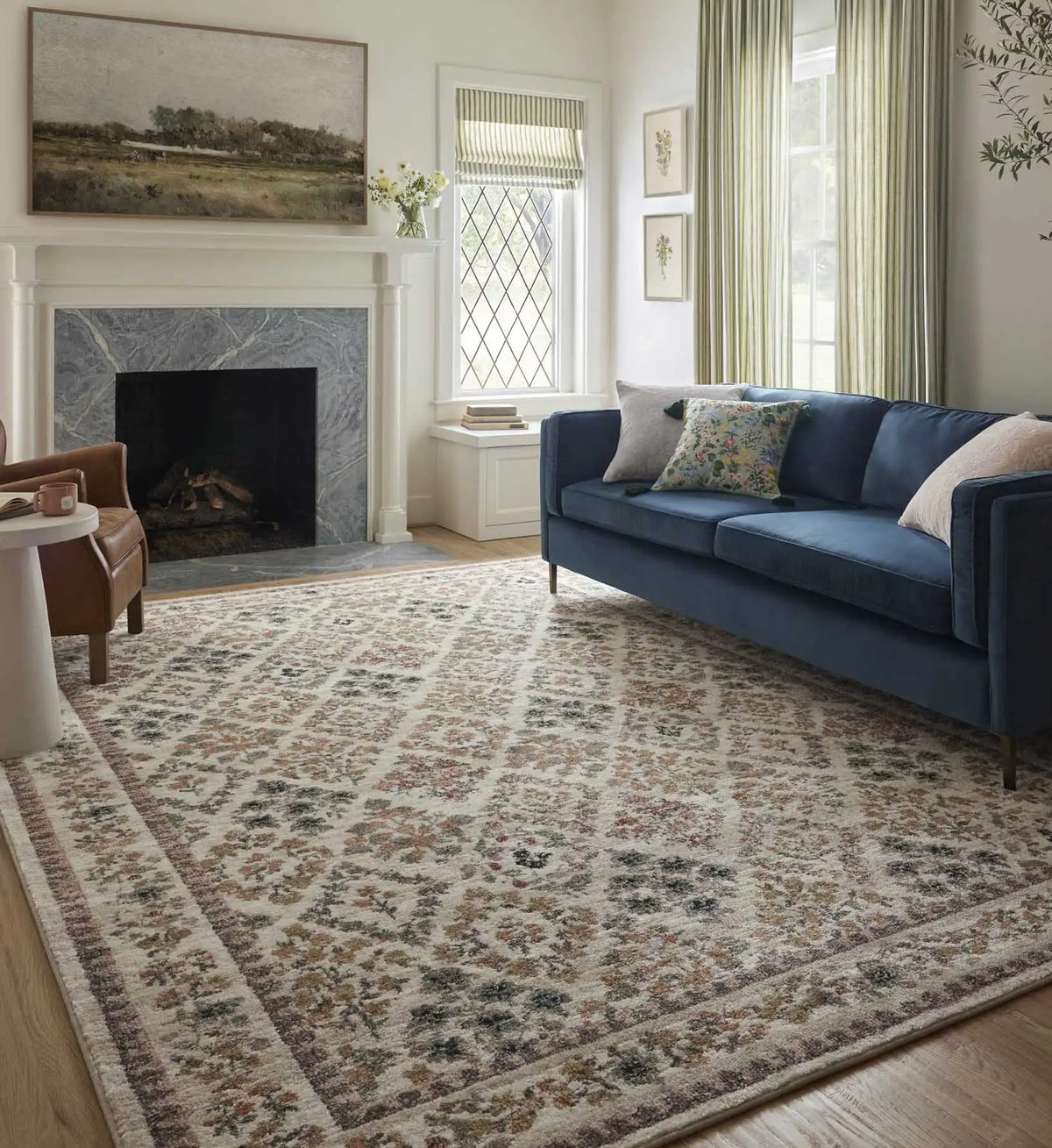 Laurel Parquet Power Loomed Rug - Cream