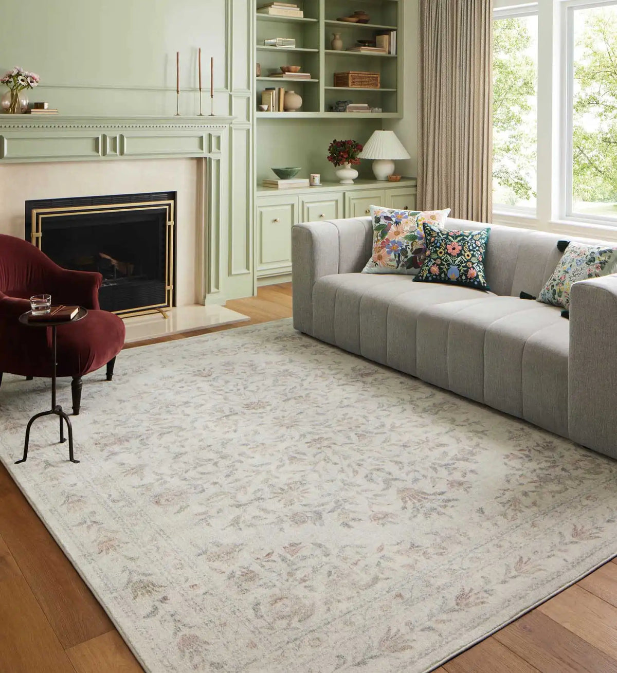 Courtyard Lily Printed Rug - Yellow Multi