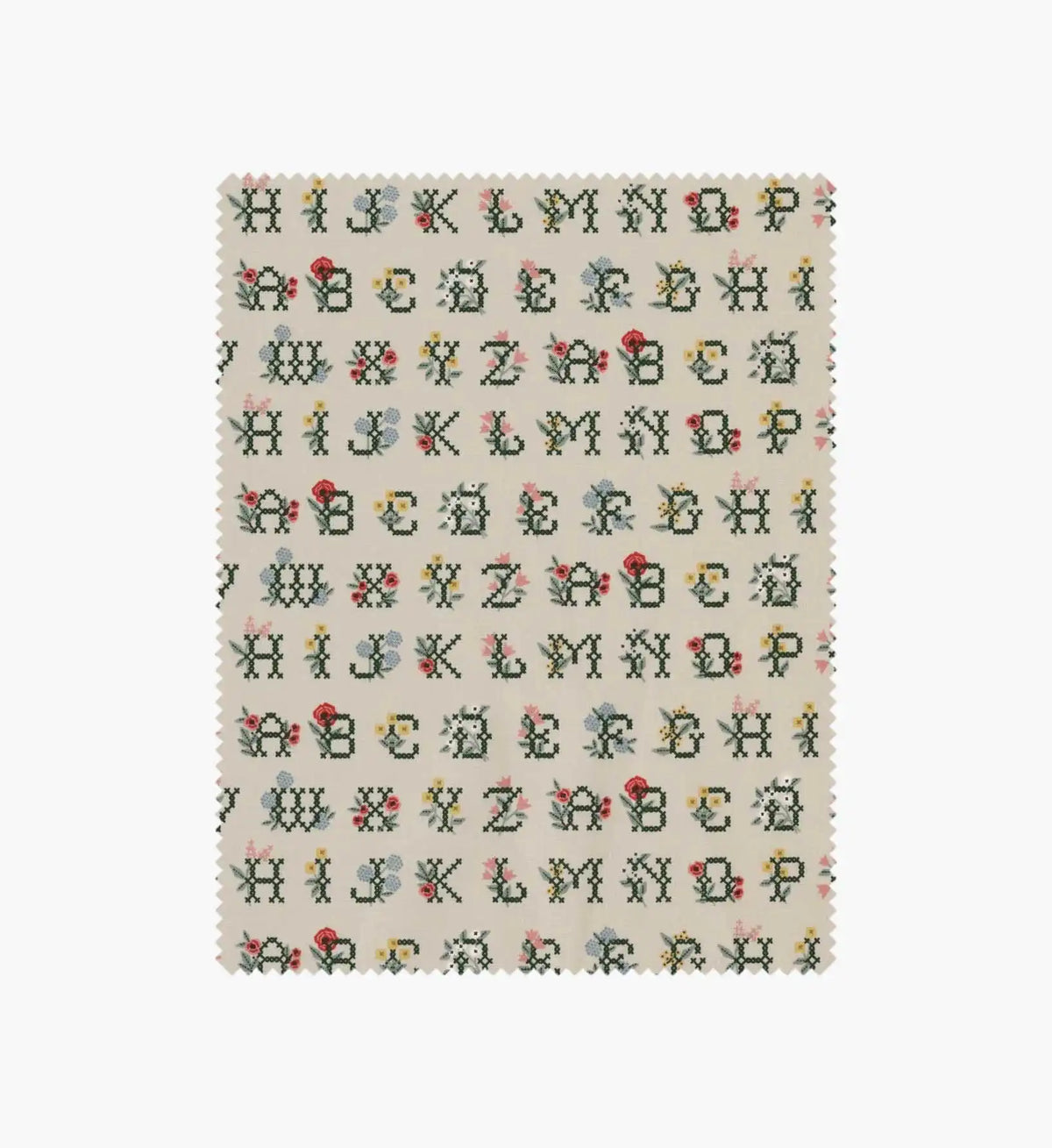 Cross Stitch Letters Cotton Fabric - Linen