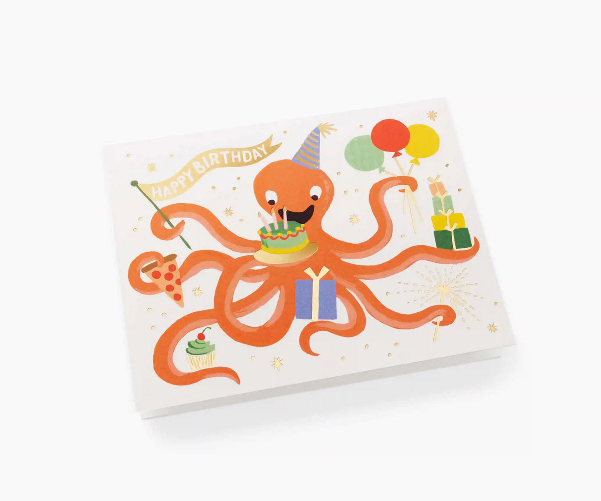 Octopus Birthday Card - Single Card
