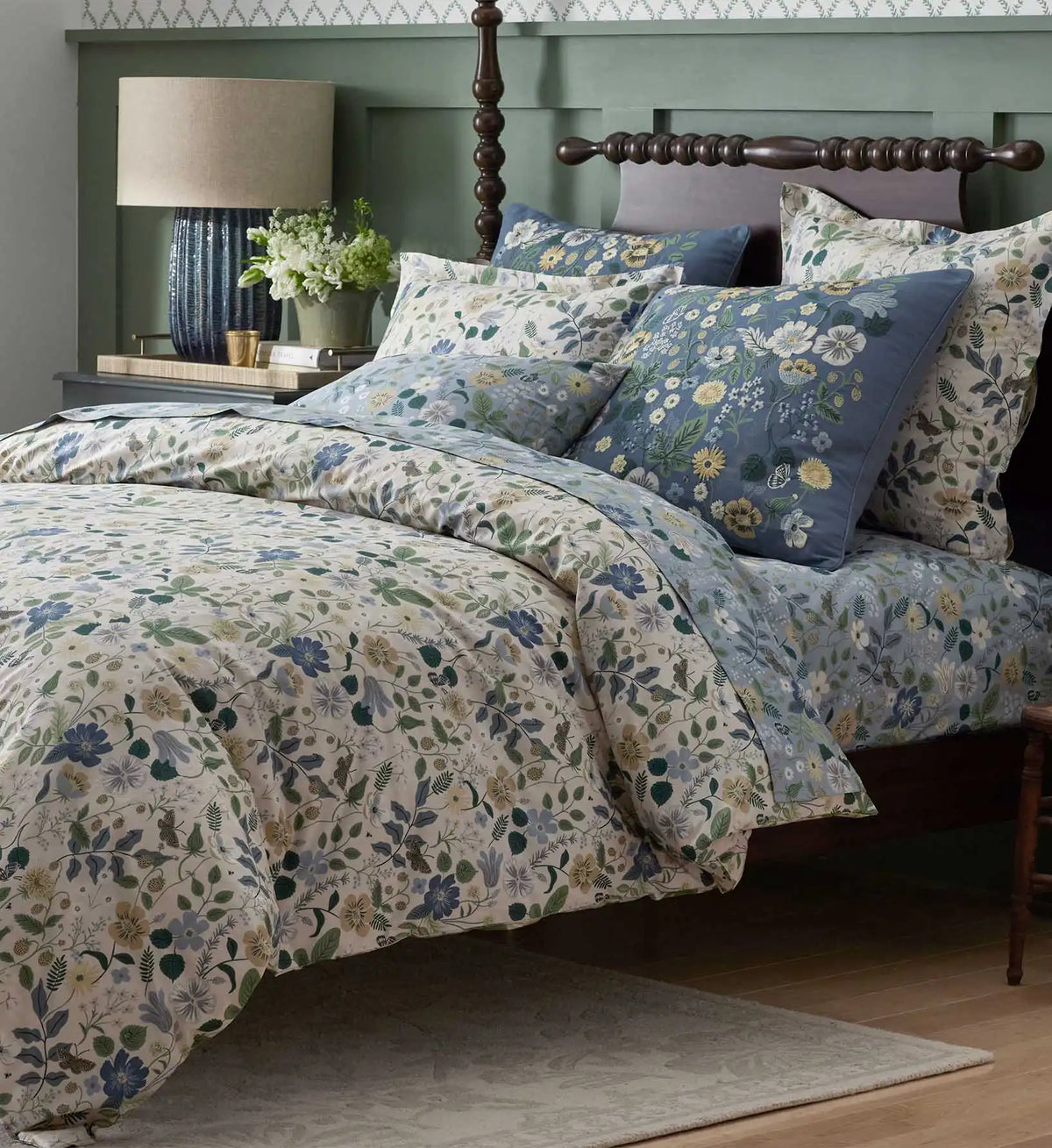 Percale Fitted Sheet - Strawberry Fields Slate
