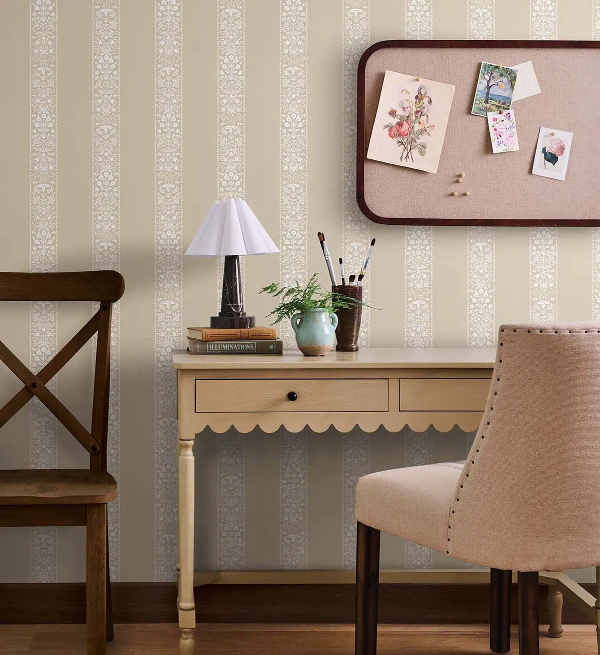 Estee Stripe Wallpaper - Linen