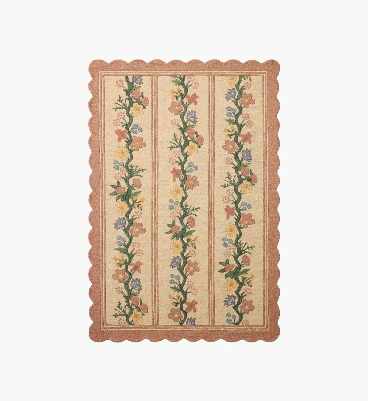 Thistle Wool Hooked Rug - Blush