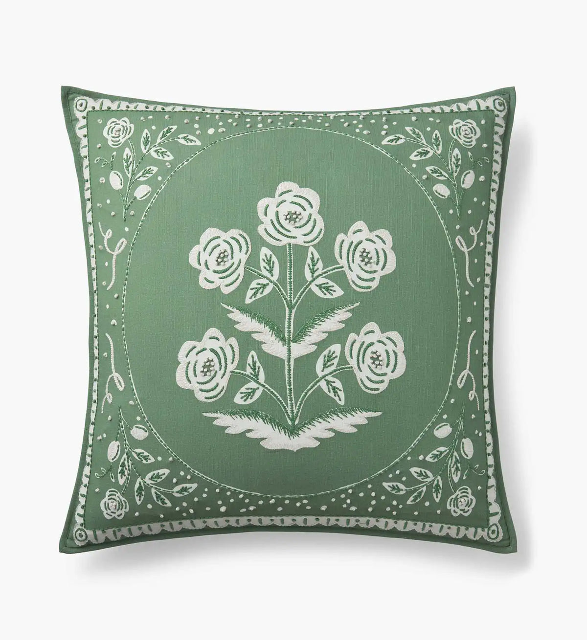 Embroidered Pillow Cover - Artichoke Garden