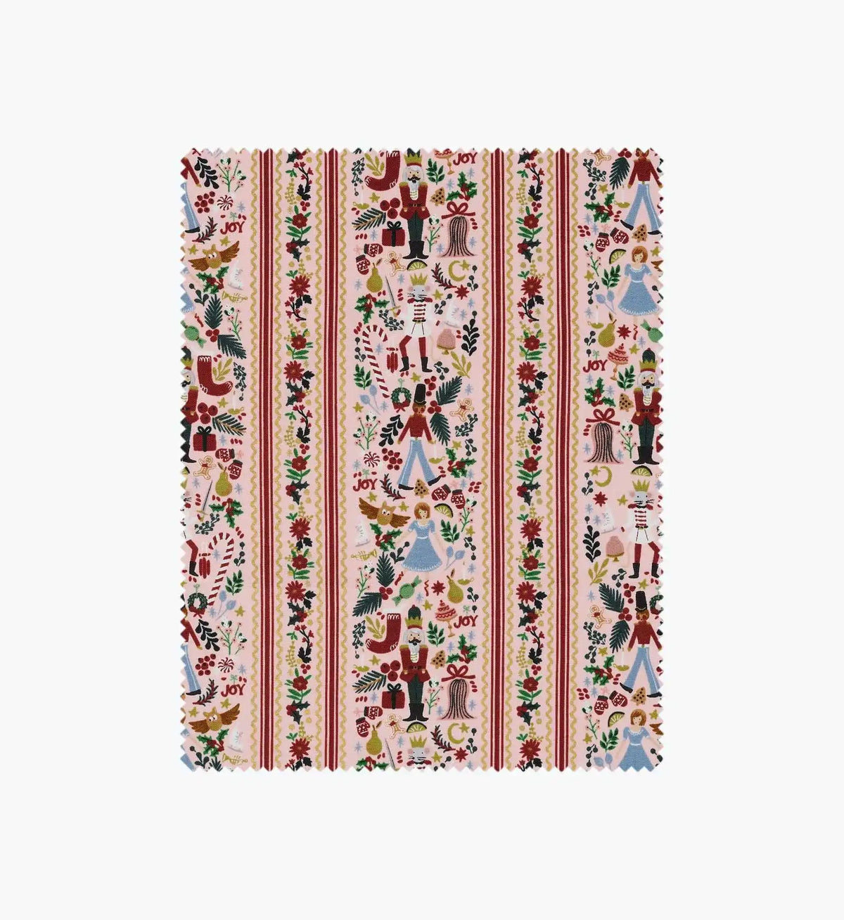 Holly Jolly Nutcracker Cotton Metallic Fabric - Blush and Gold