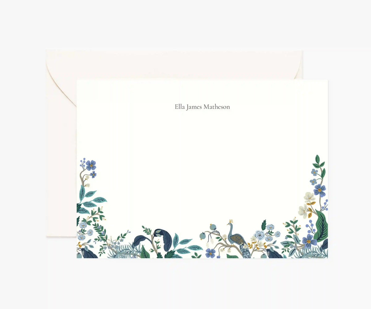Floral Personalized Stationery  - Peacock