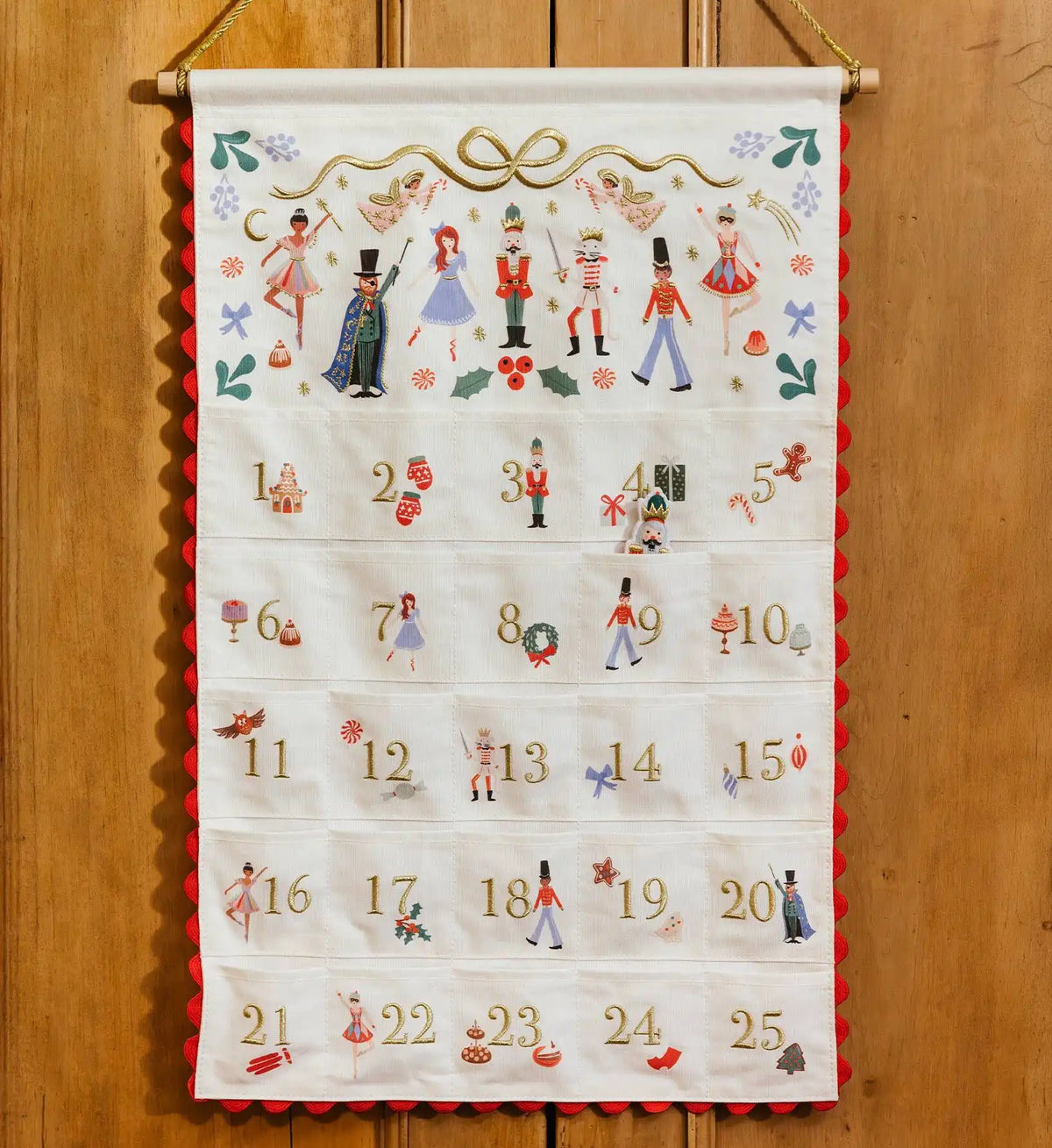 Embroidered Hanging Advent Calendar - Nutcracker