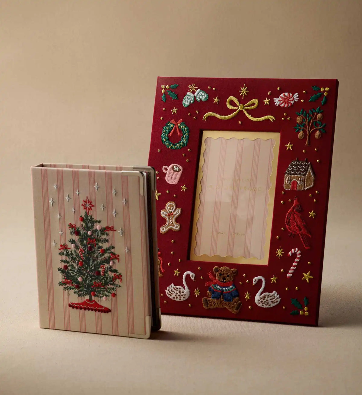 Embroidered Small Photo Album - Tinsel Tree