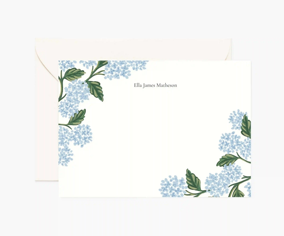 Floral Personalized Stationery  - Hydrangea Blue