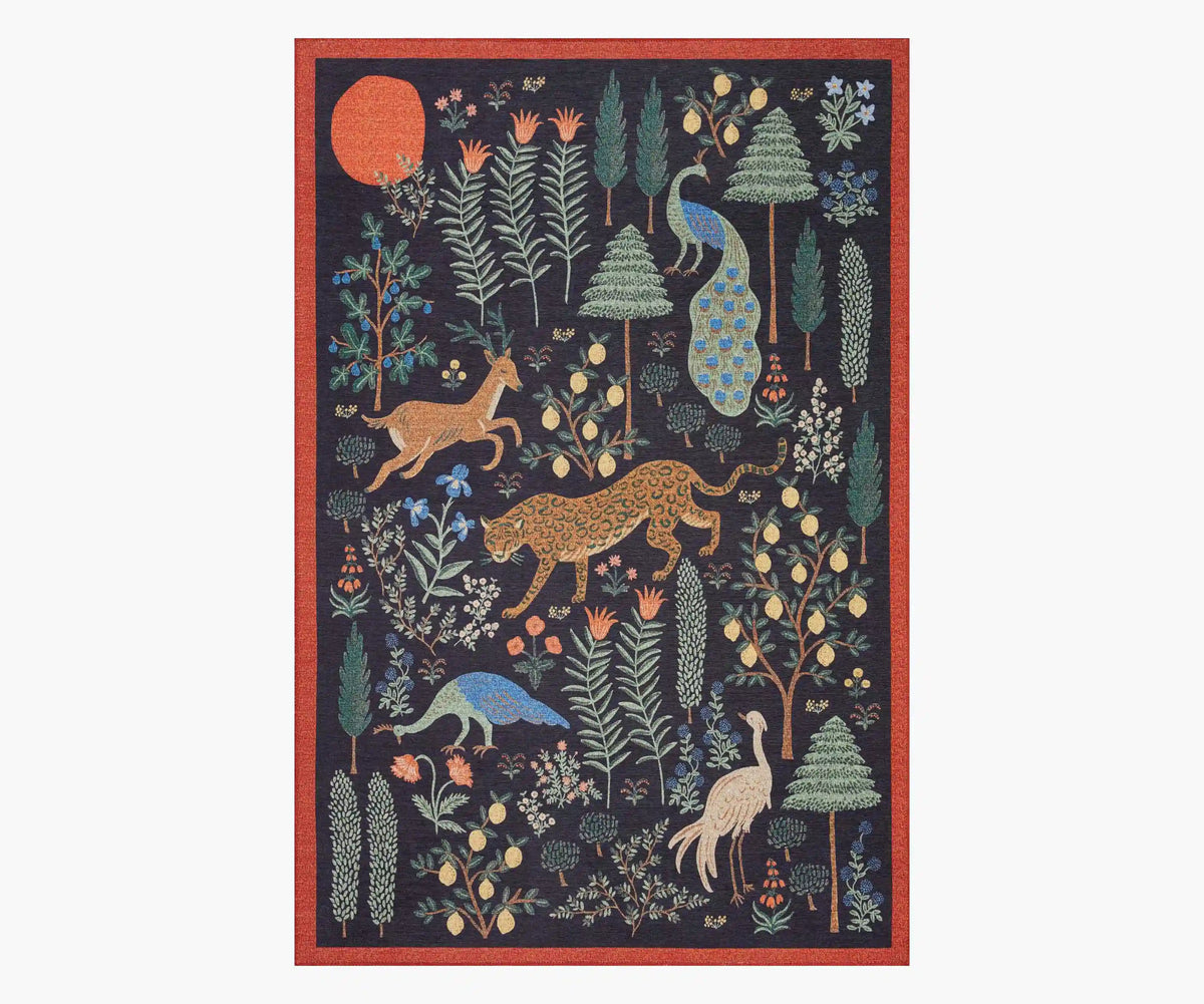 Menagerie Les Fauves Printed Rug - Black