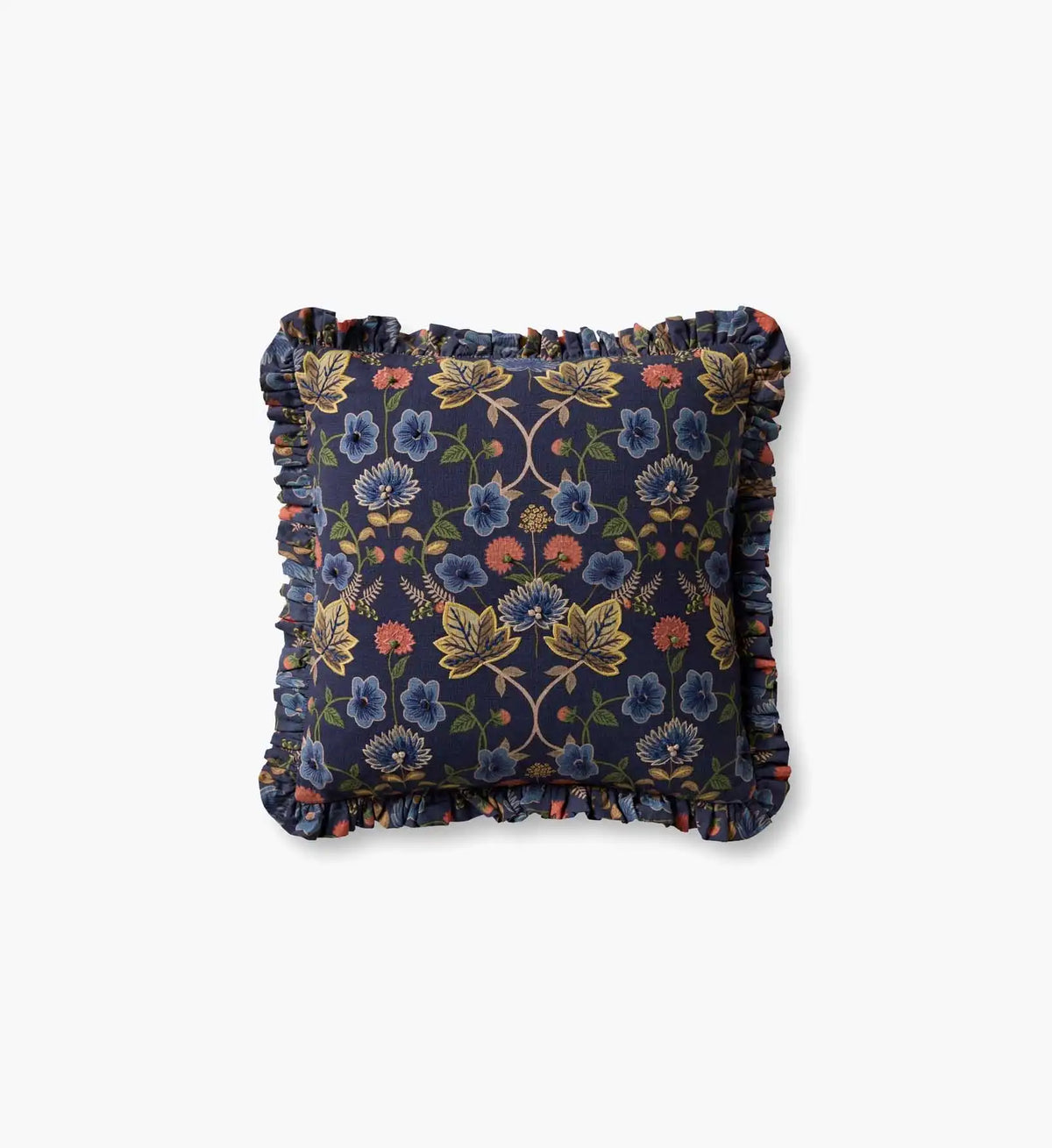 Maple Embroidered Pillow - Blue