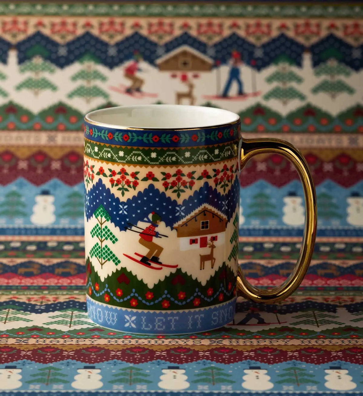 Holiday Porcelain Mug - Ski Chalet