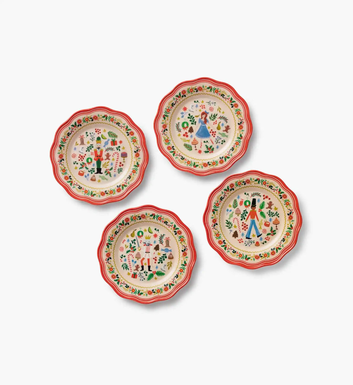 Melamine Assorted Dessert Plates - Holly Jolly Nutcracker