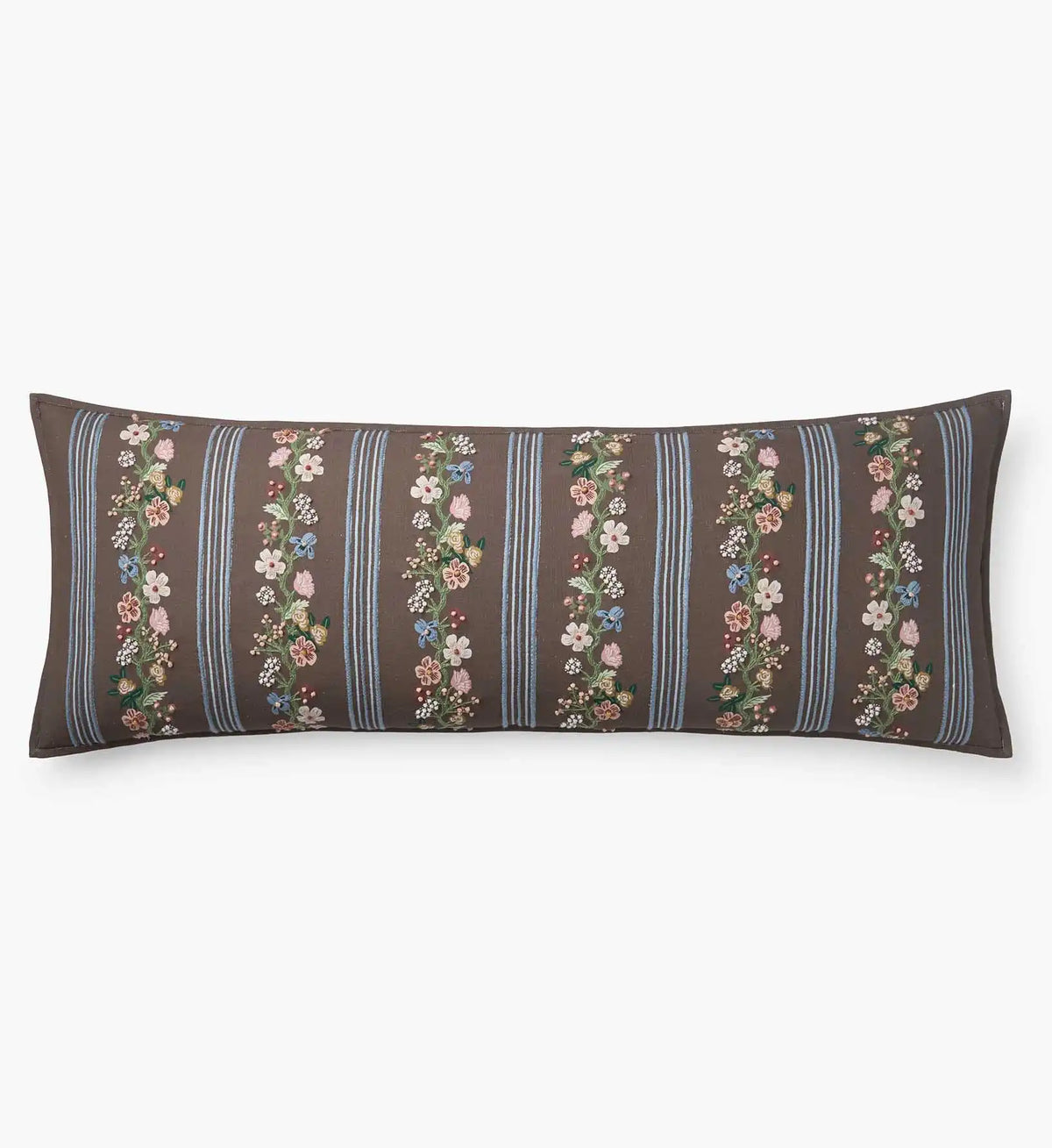 Embroidered Lumbar Pillow Cover - Floral Trellis