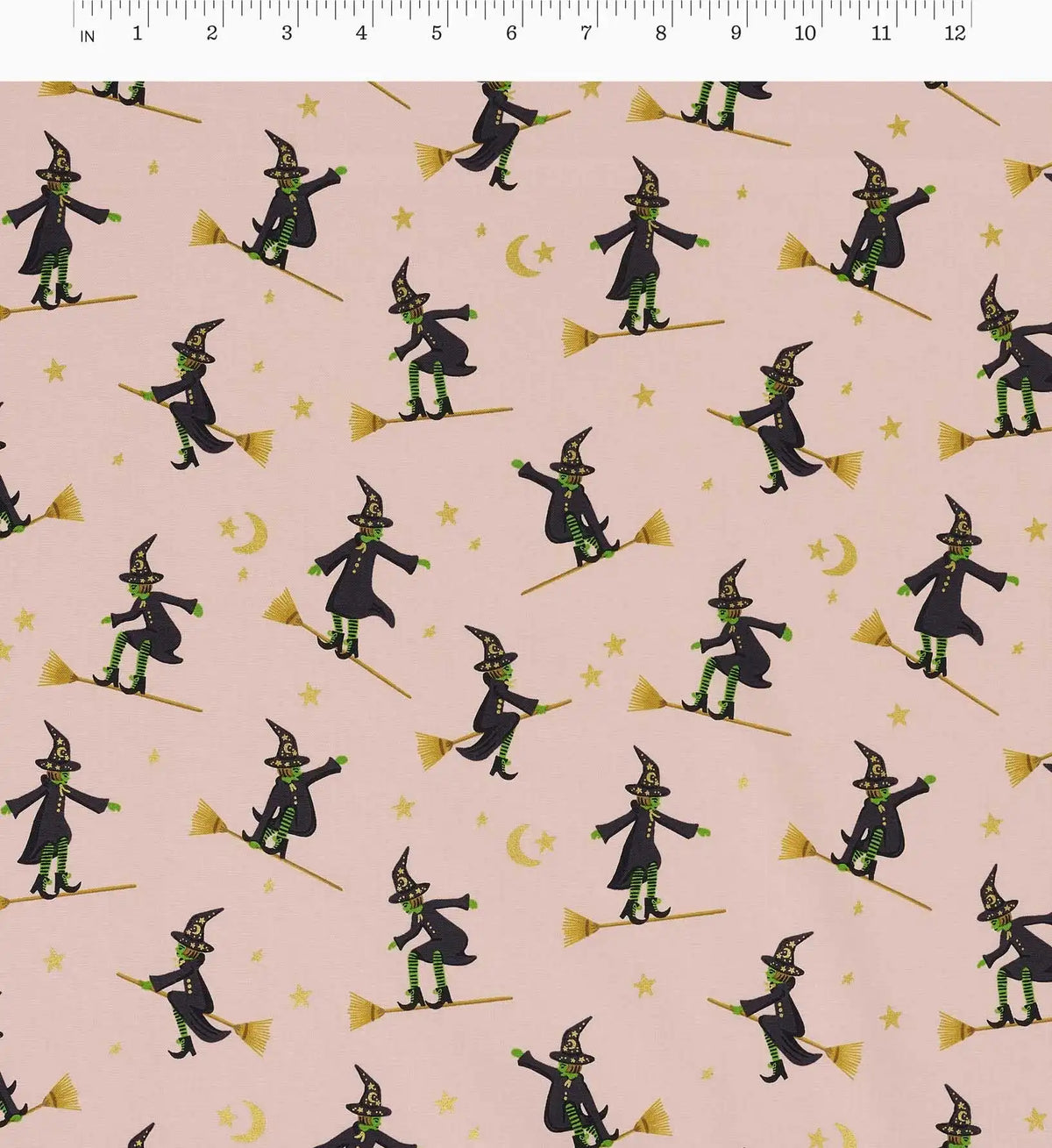 Wicked Witches Cotton Metallic Fabric - Blush