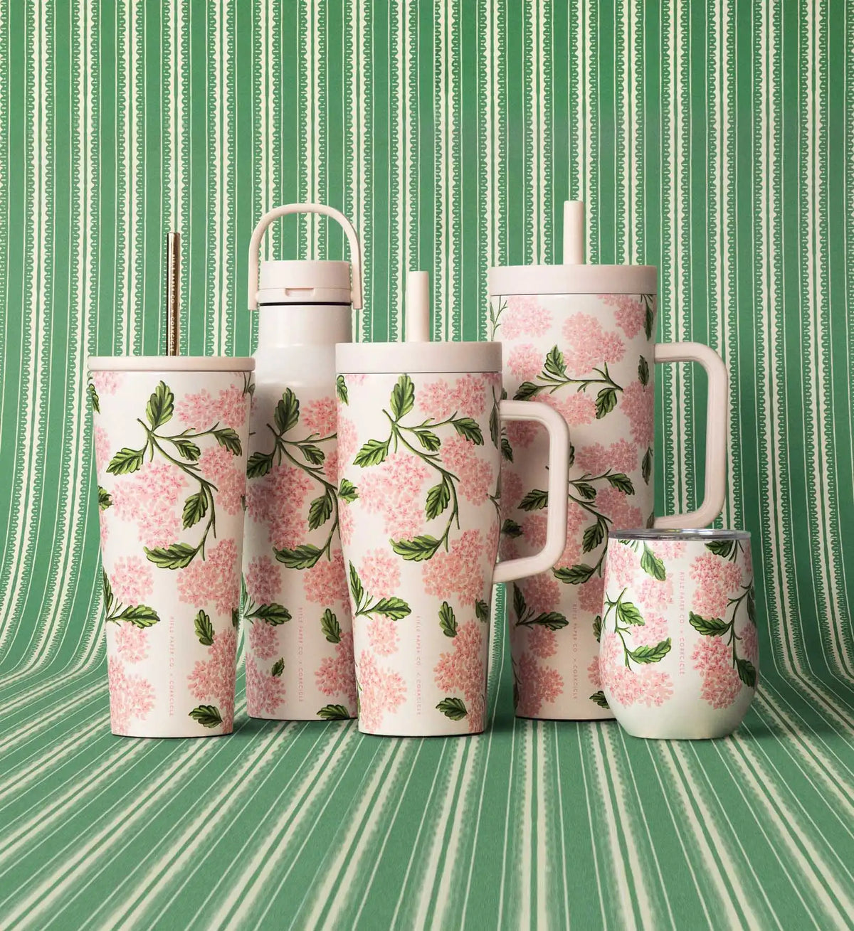 Stemless Wine Cup - Pink Hydrangea