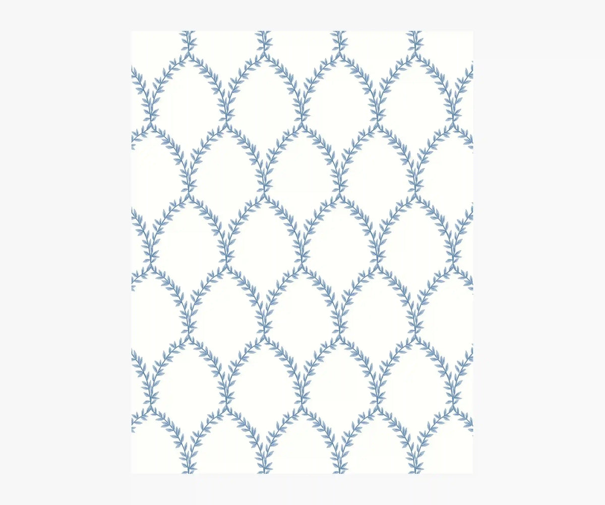 Laurel Wallpaper Sample - Blue & White