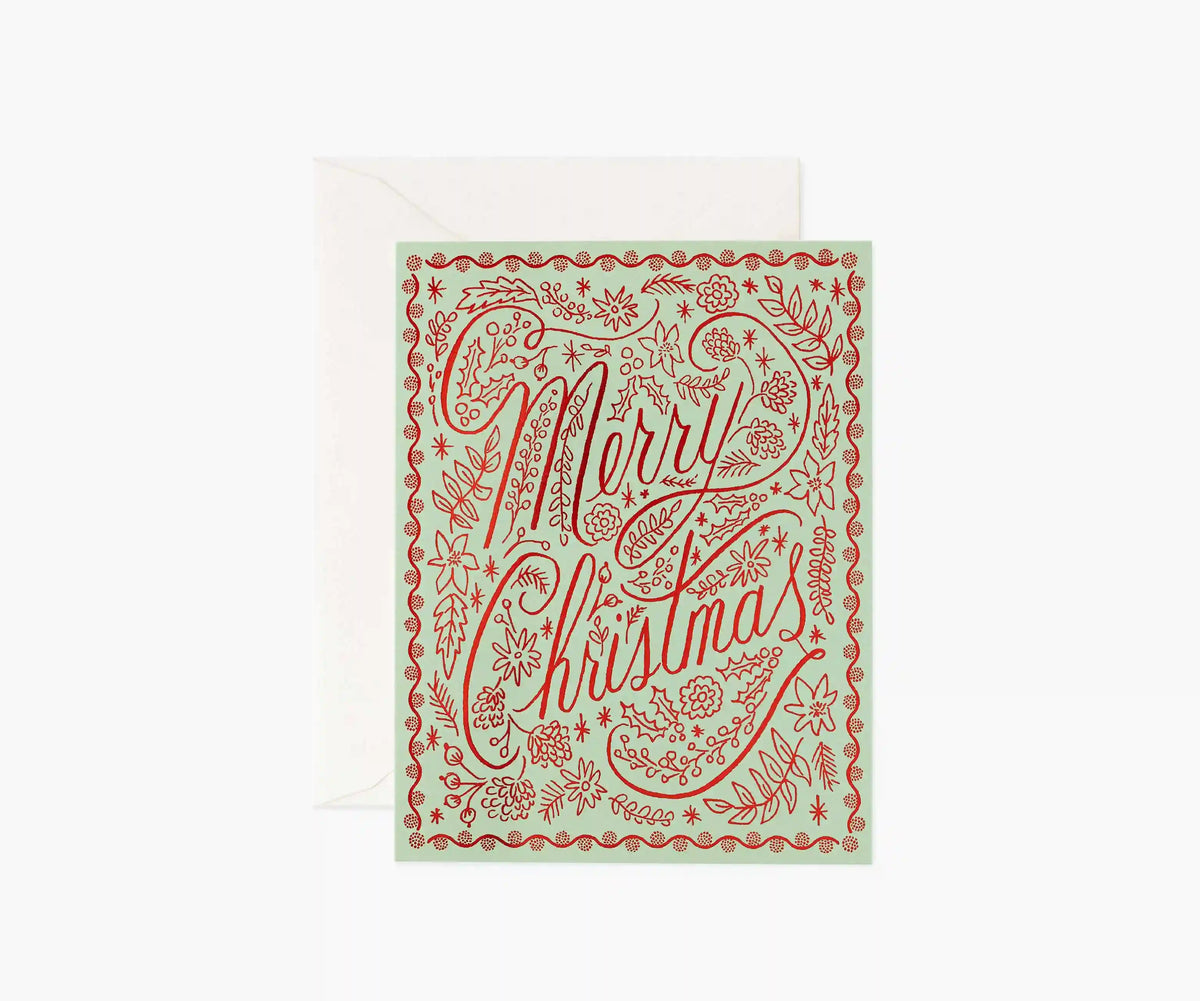 Crimson Christmas Holiday Card - Single Card