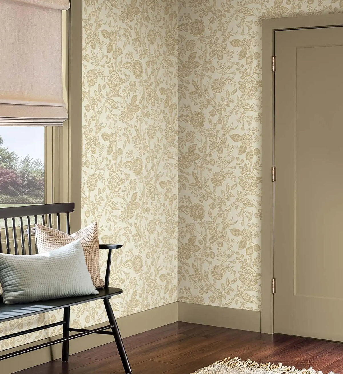 Gracie Garden Wallpaper - Gold & Linen