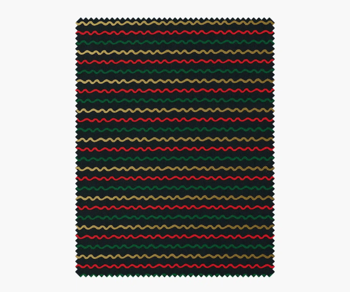 Ribbon Stripe Cotton Metallic Fabric - Evergreen