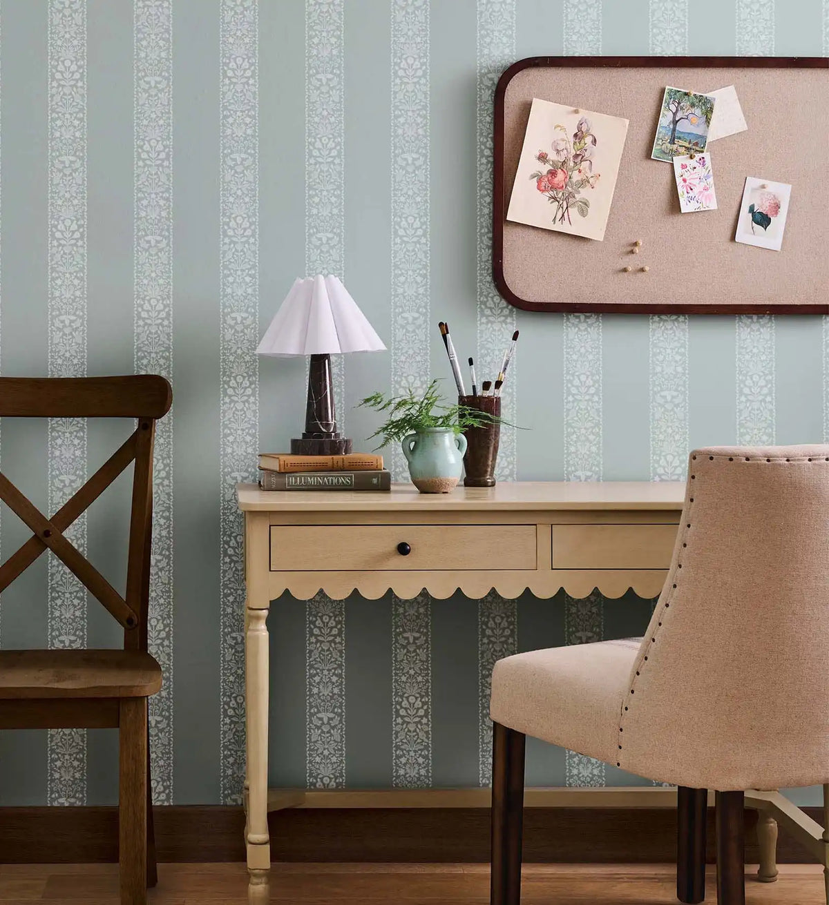 Estee Stripe Wallpaper Sample - Slate