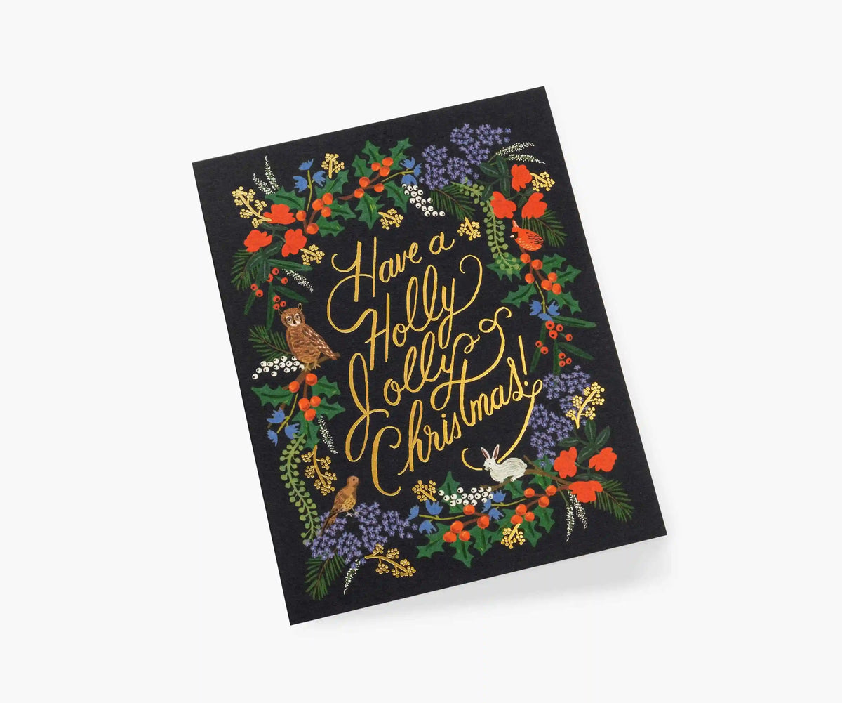 Holly Jolly Christmas Holiday Card - Single Card