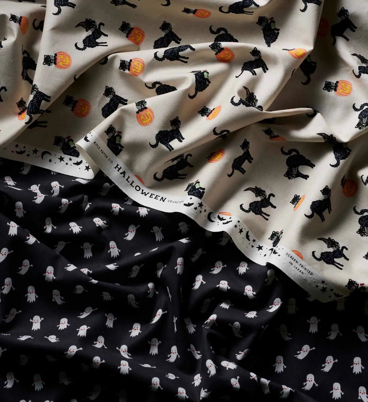Ghosts Cotton Fabric - Black