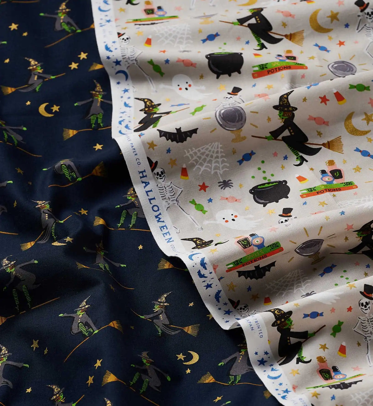 Halloween Party Cotton Metallic Fabric - Linen