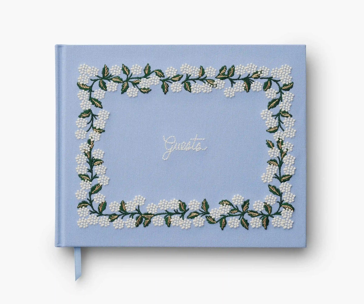 Embroidered Guest Book - Hydrangea