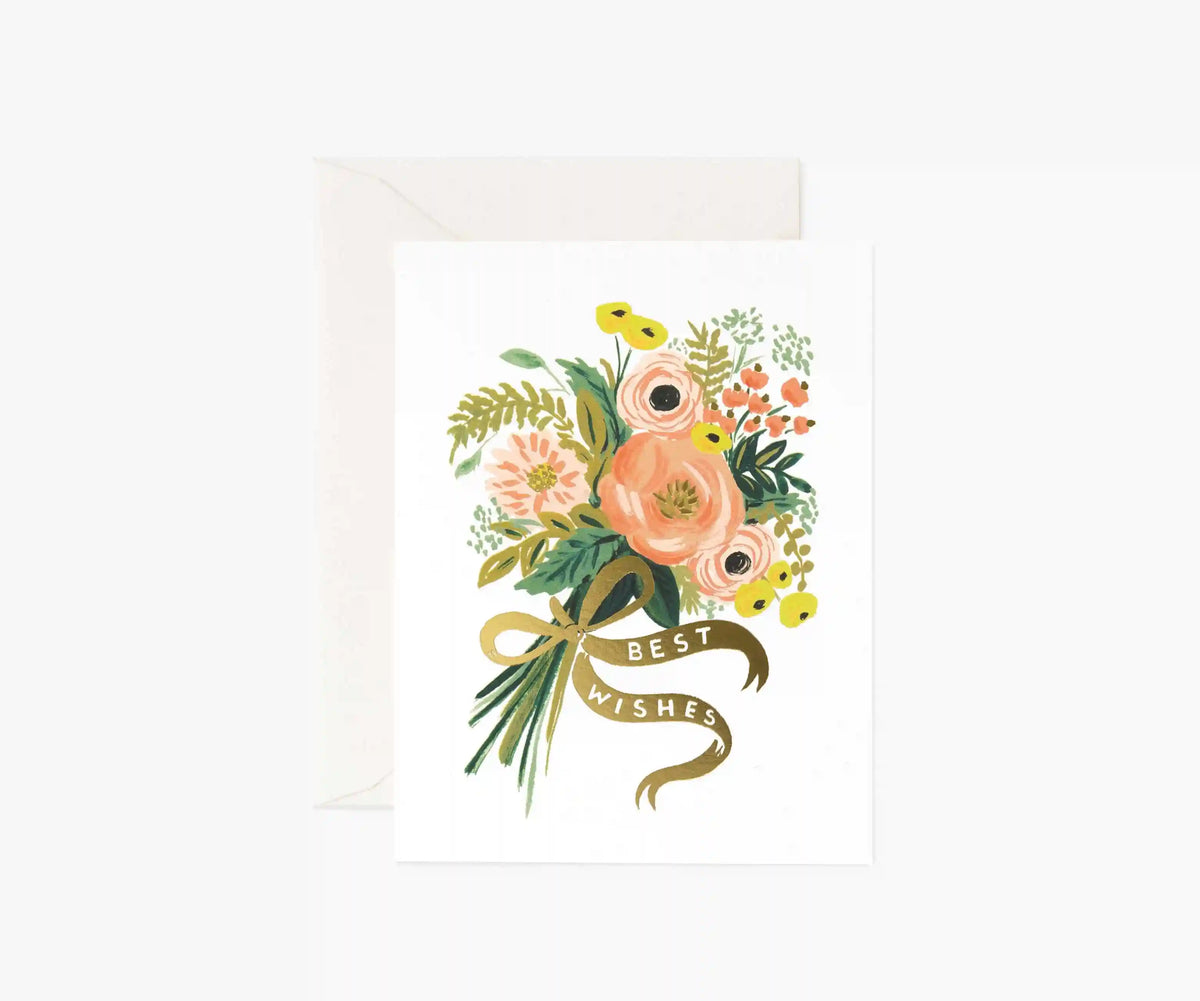 Best Wishes Bouquet Wedding Card - Single Card