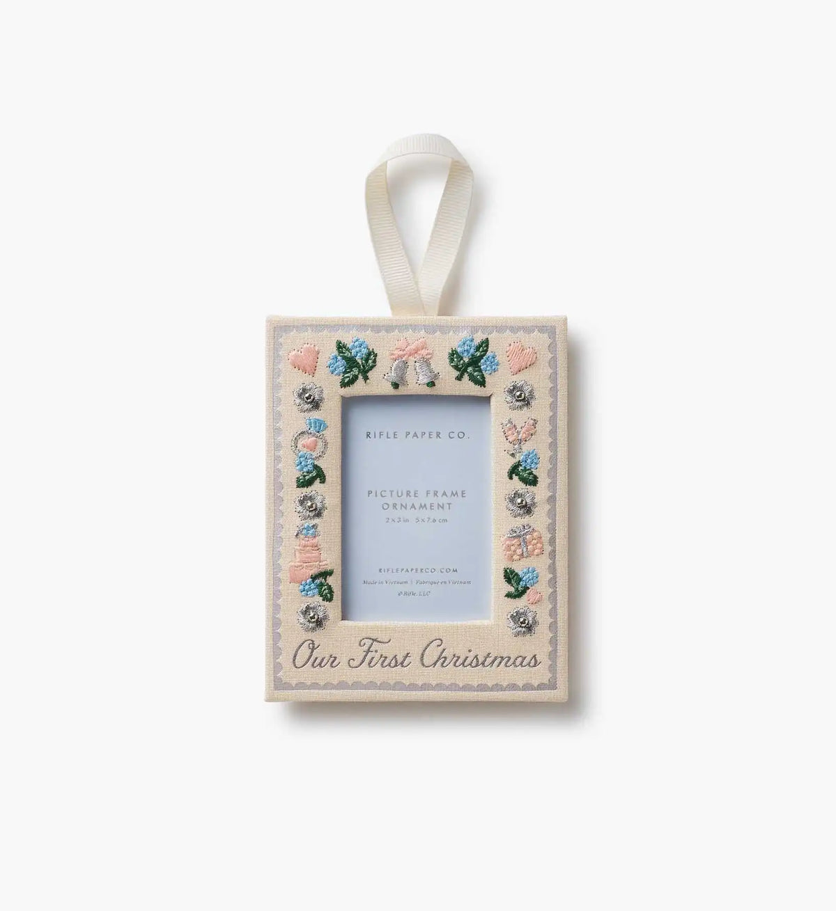 Embroidered Frame Ornament - Our First Christmas