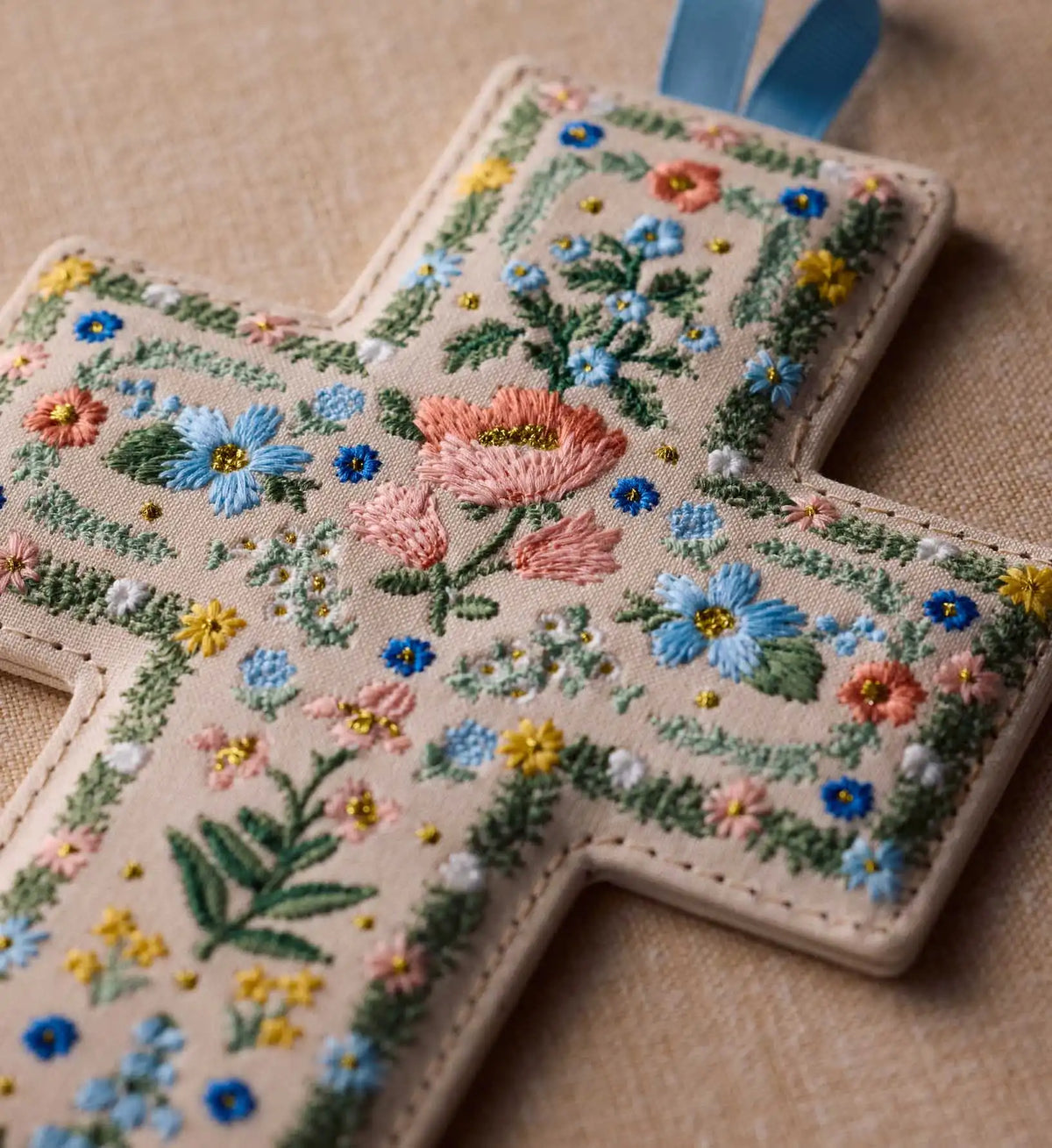 Embroidered Cross - Rosette