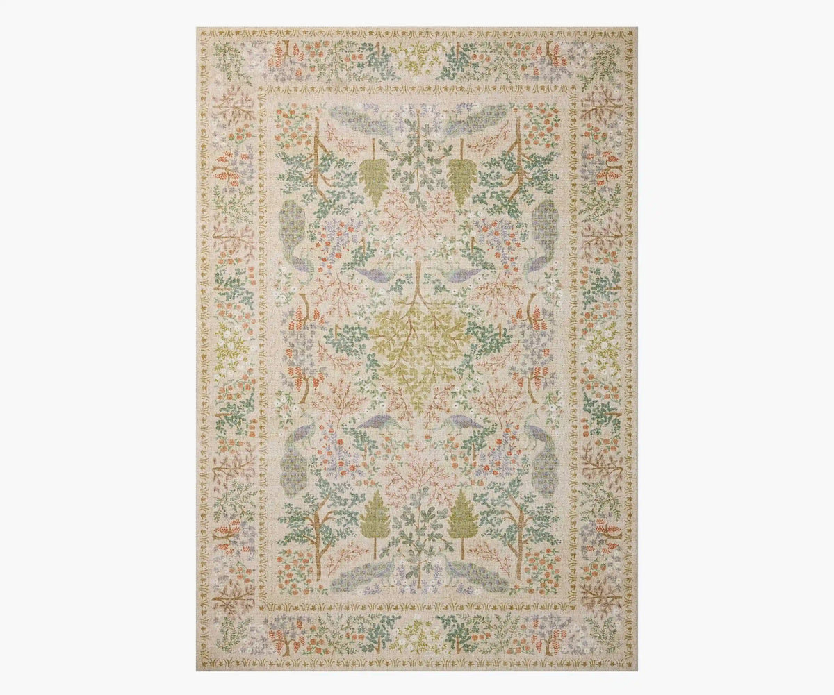 Canopy Peacock Forest Printed Rug - Cream