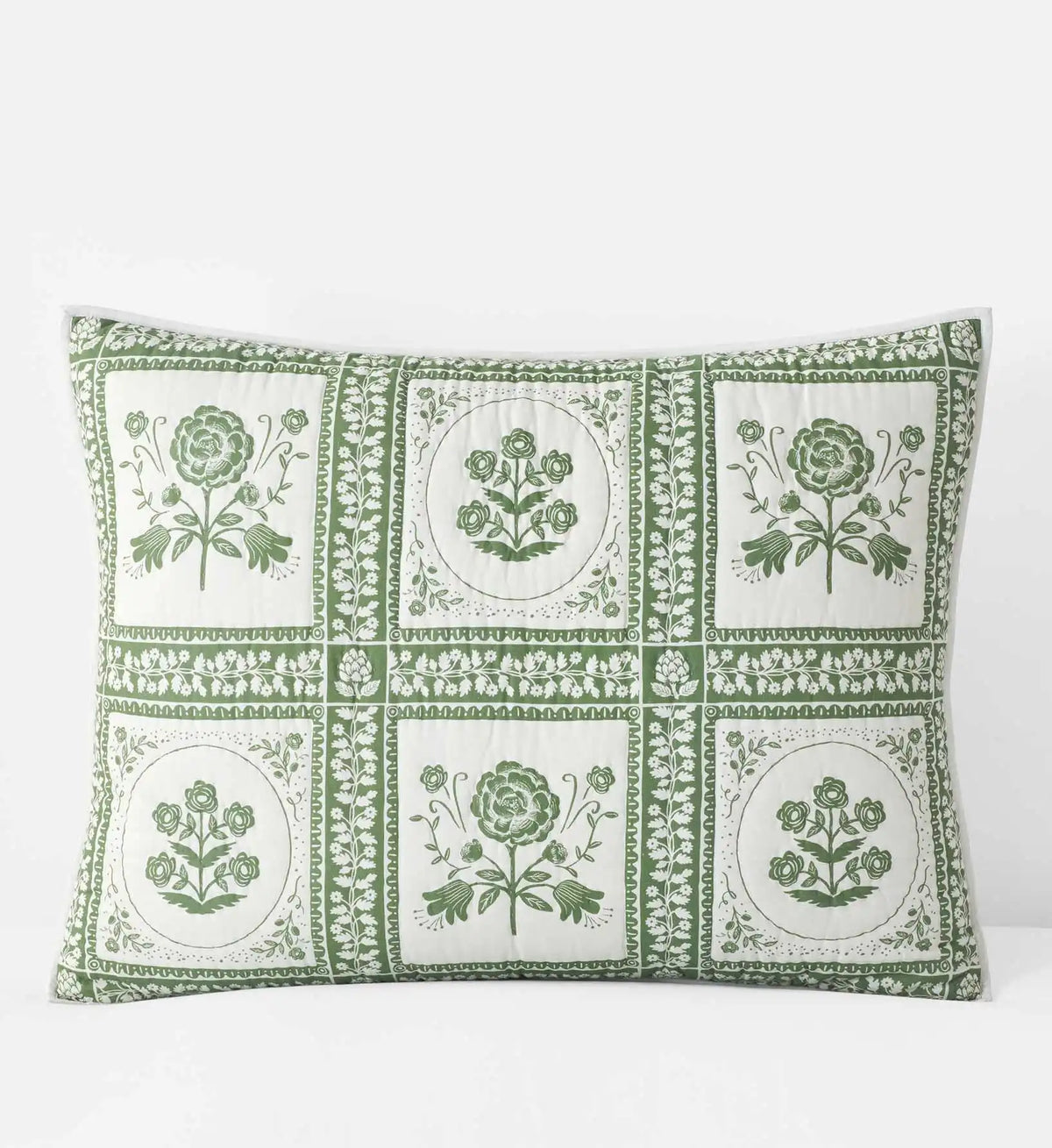 Cotton Quilted Sham - Artichoke Garden