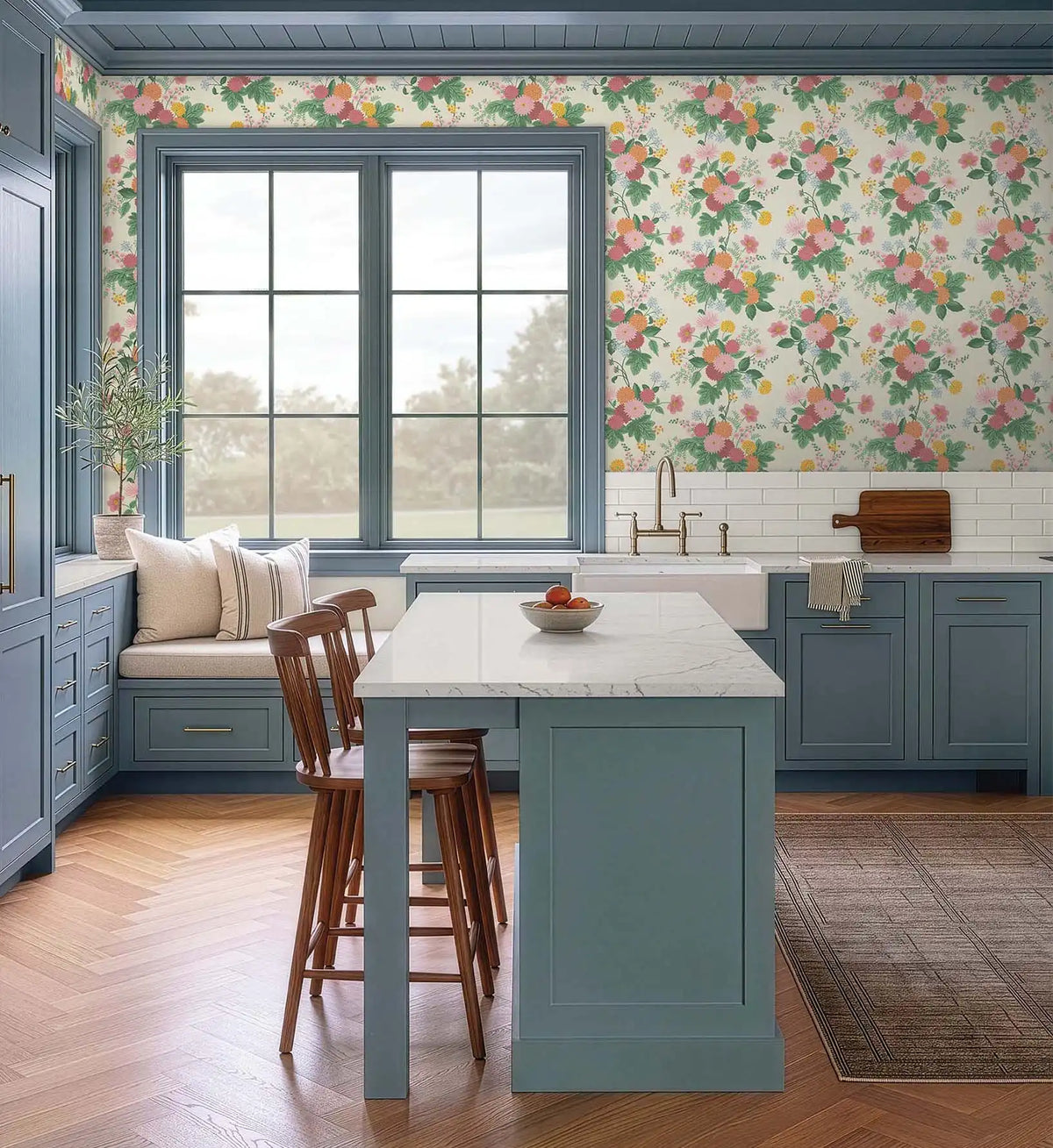 Dahlia Wallpaper Sample - Linen & Blush