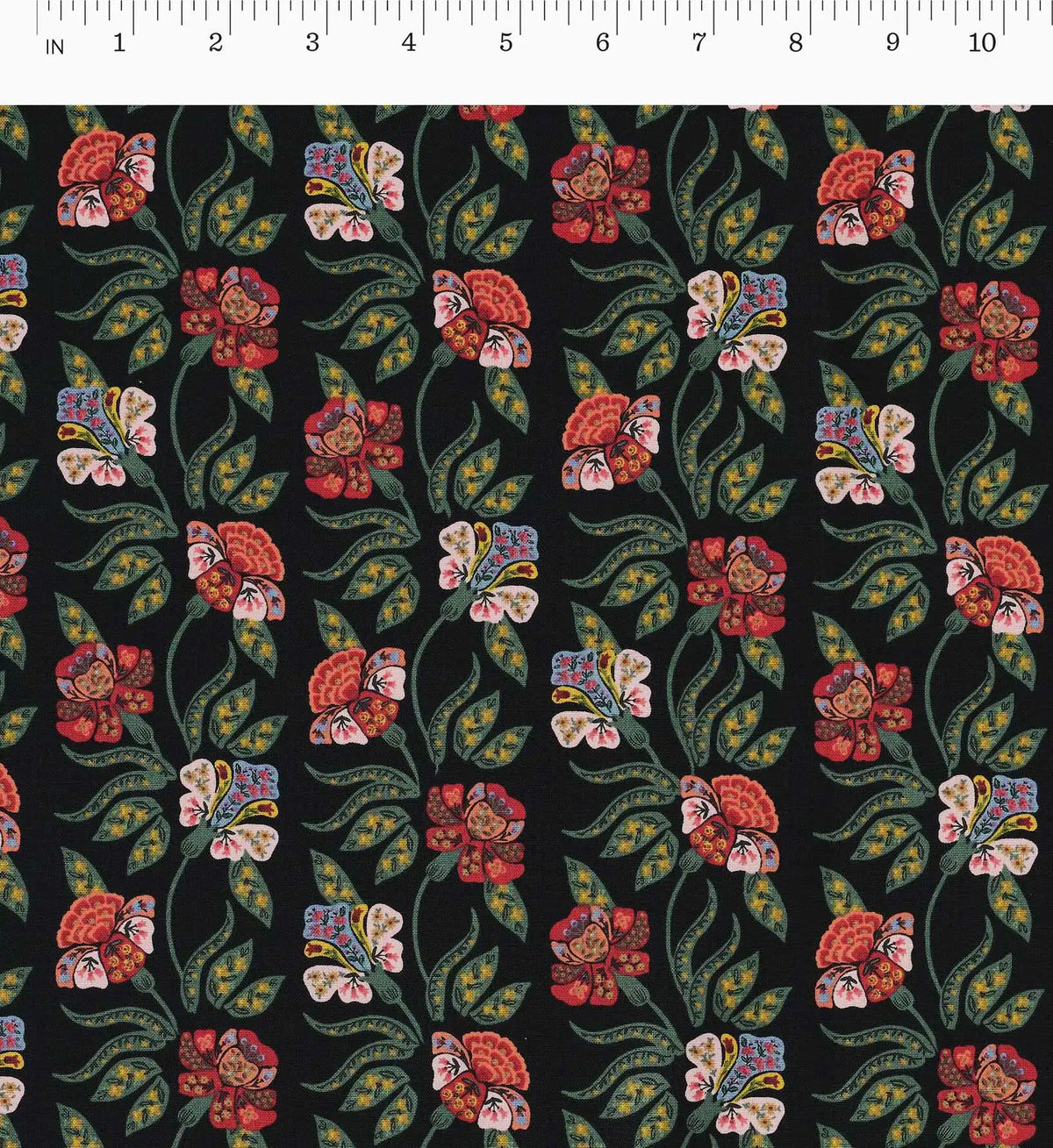 Posy Cotton Fabric - Black
