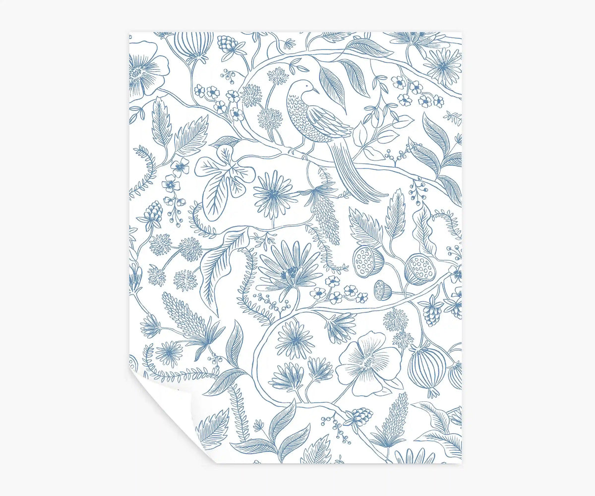 Aviary Peel & Stick Wallpaper Sample - Blue & Cream