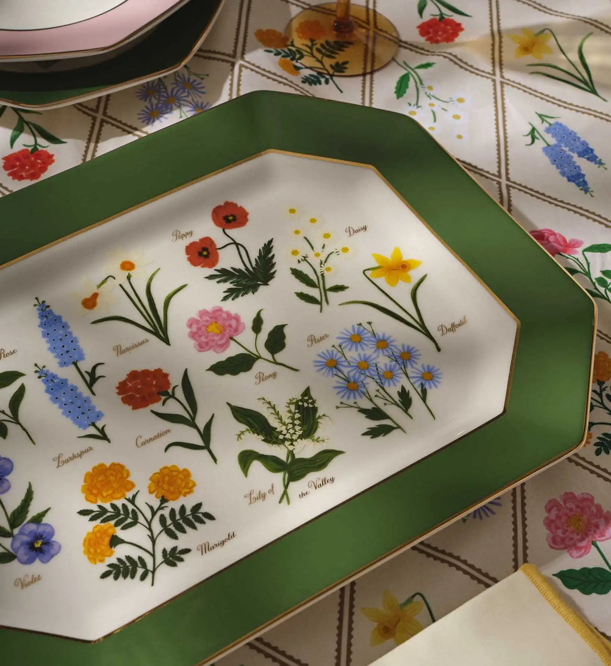 Large Porcelain Serving Platter - Garden Study