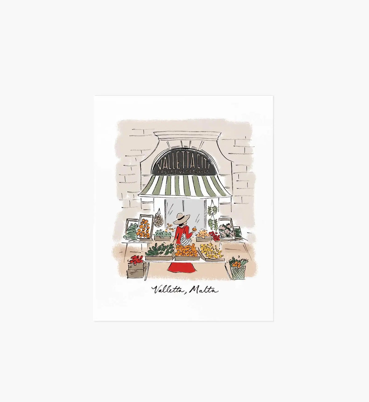 Valletta Travel Sketch Art Print
