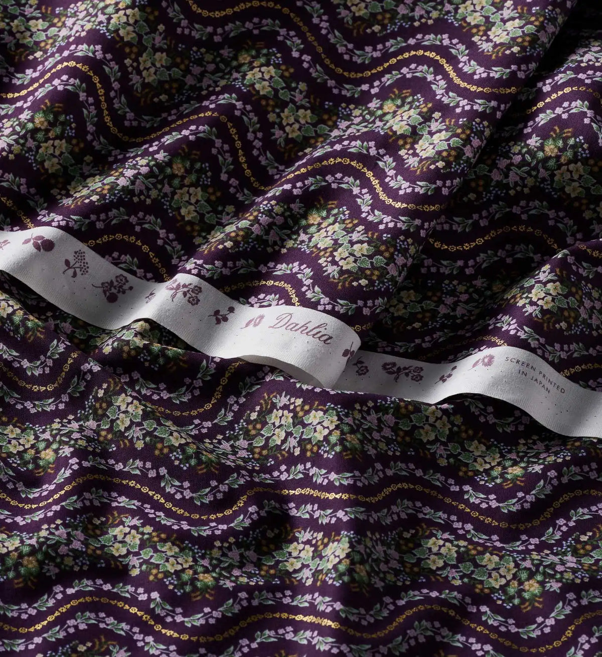 Wildwood Vines Cotton Metallic Fabric - Aubergine