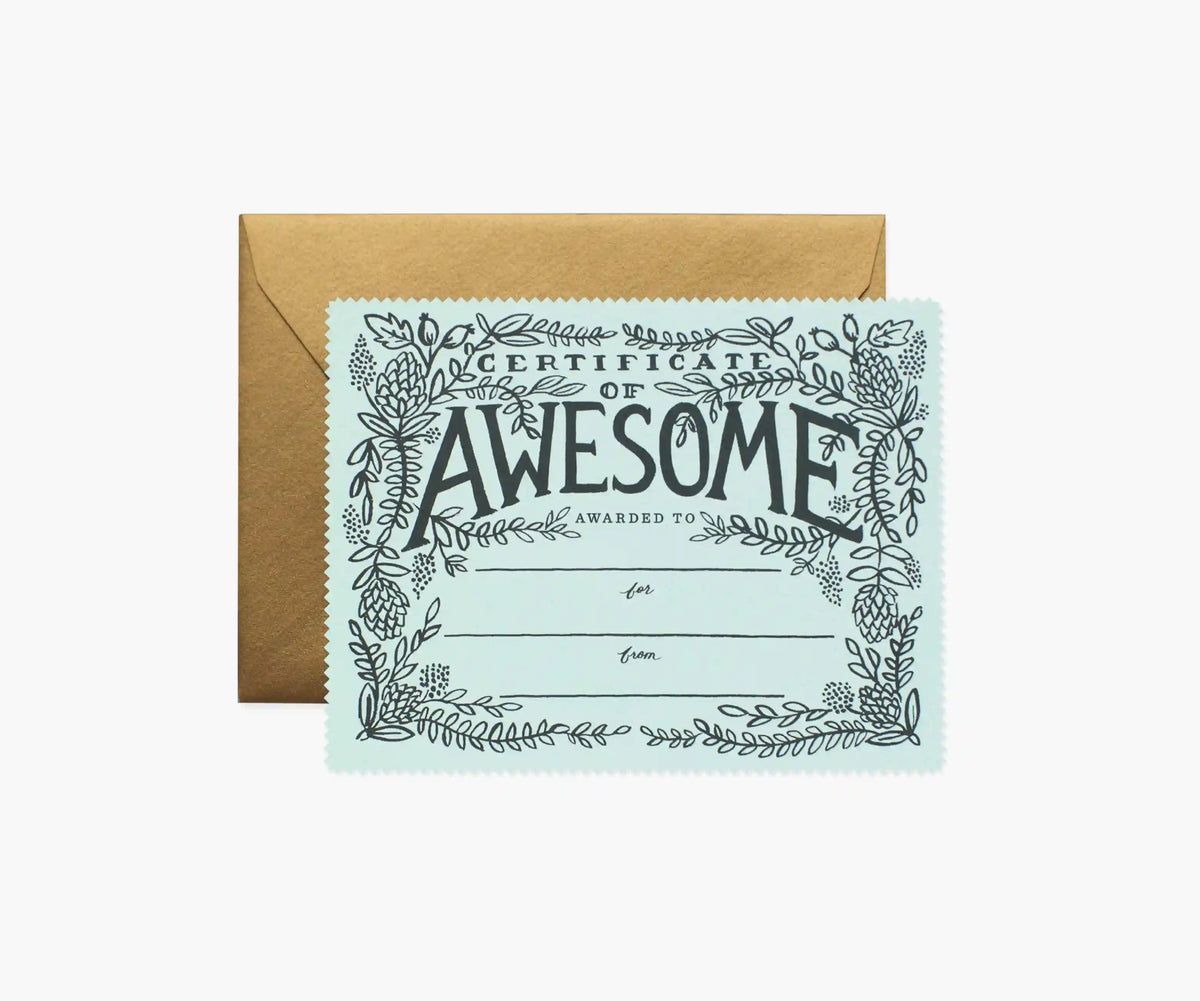 Certificate of Awesome Love & Friendship Card - Single Card